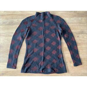 Issey Miyake Wool Blend Mixed Media Mock Neck Sweater Size Small Argyle Pullover